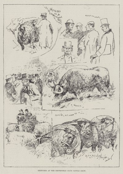 Croquis au salon du bétail du Smithfield Club - Henry Charles Seppings Wright